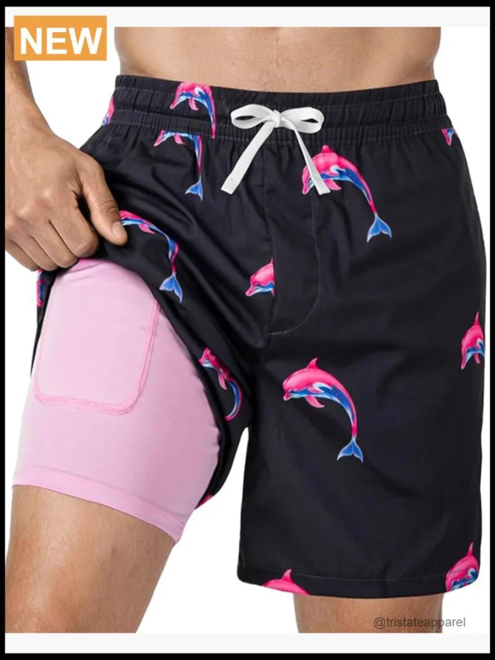 Men's 2-in-1 Swim Trunks Board Shorts Quick Dry with Compression Liner